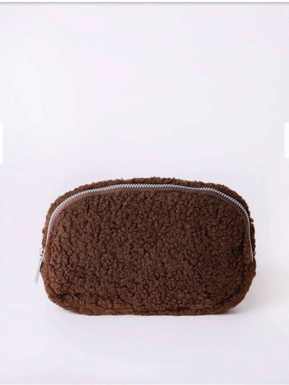 Cozy Brown Sherpa Zip Pouch